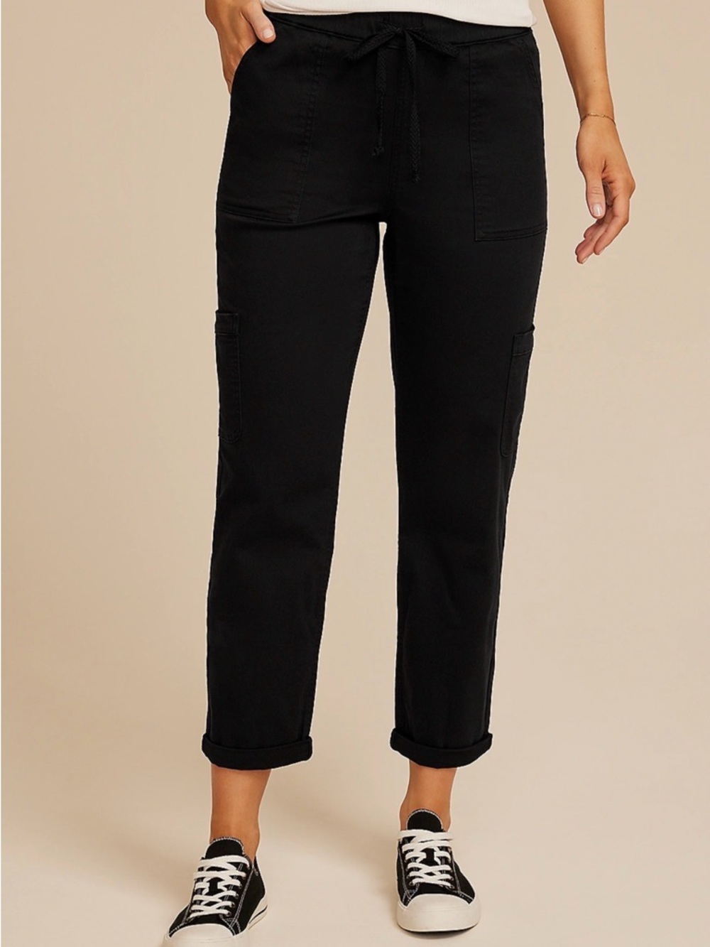 Maurices Black Drawstring Cargo Pants XL Long/Tall